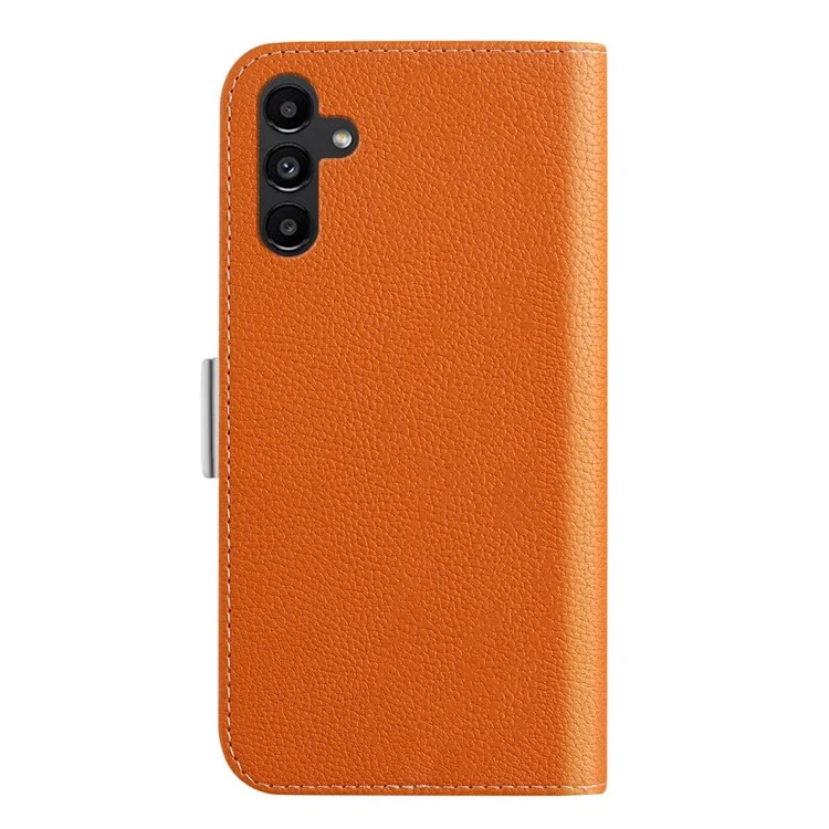 Per Samsung Galaxy A24 4G (162,1 x 77,6 x 8,3 mm) Litchi Texture PU Leather Case Stand Wallet Candy Color Cover - Arancione