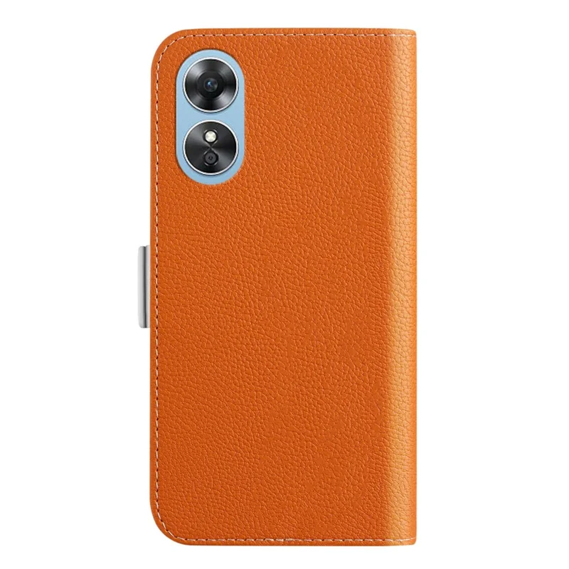 For Oppo A17k 4G / A17 4G Wallet Phone Cover Litchi Texture Candy Color PU Leather Case with Stand Function - Orange