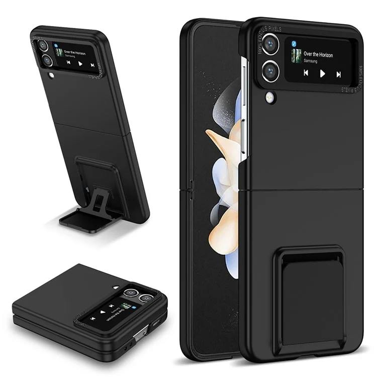 Flip Phone Case for Samsung Galaxy Z Flip4 5G Shockproof Case Hard PC Phone Cover with Kickstand - Black