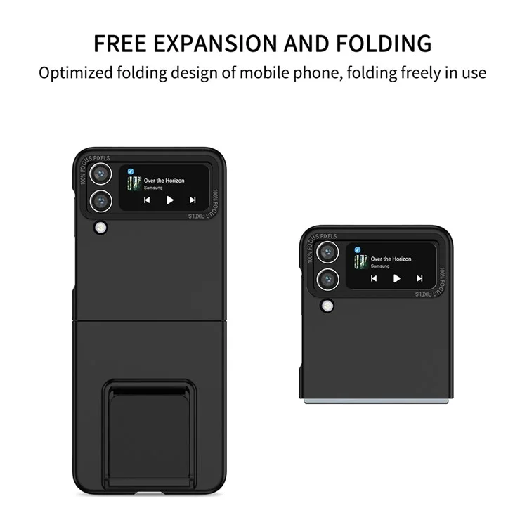 Flip Phone Case for Samsung Galaxy Z Flip4 5G Shockproof Case Hard PC Phone Cover with Kickstand - Black