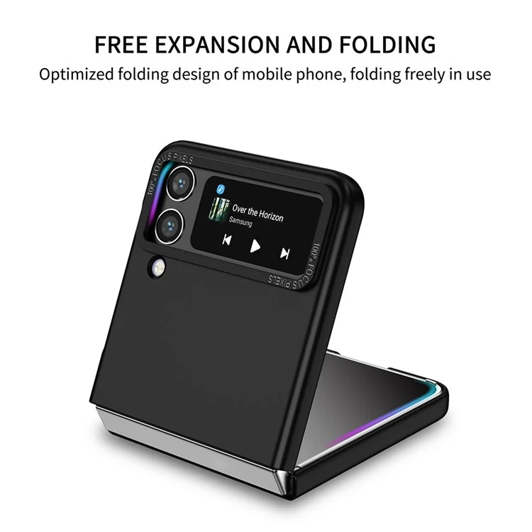 Flip Phone Case for Samsung Galaxy Z Flip4 5G Shockproof Case Hard PC Phone Cover with Kickstand - Black