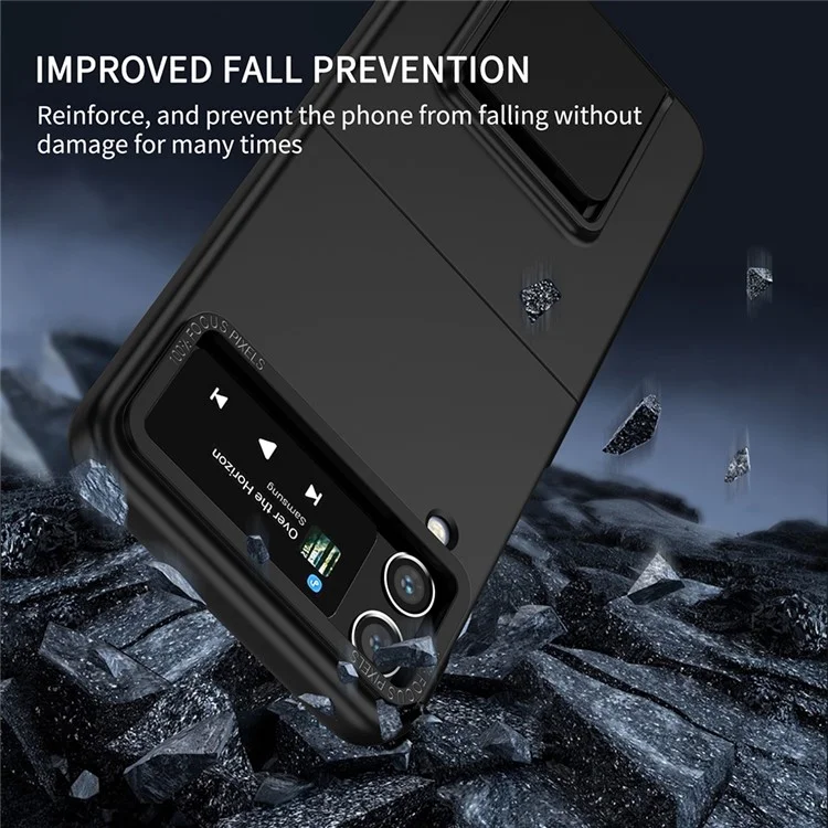 Flip Phone Case for Samsung Galaxy Z Flip4 5G Shockproof Case Hard PC Phone Cover with Kickstand - Black