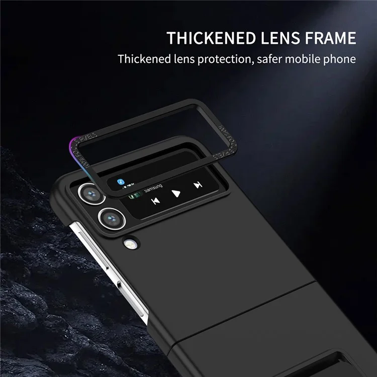 Flip Phone Case for Samsung Galaxy Z Flip4 5G Shockproof Case Hard PC Phone Cover with Kickstand - Black