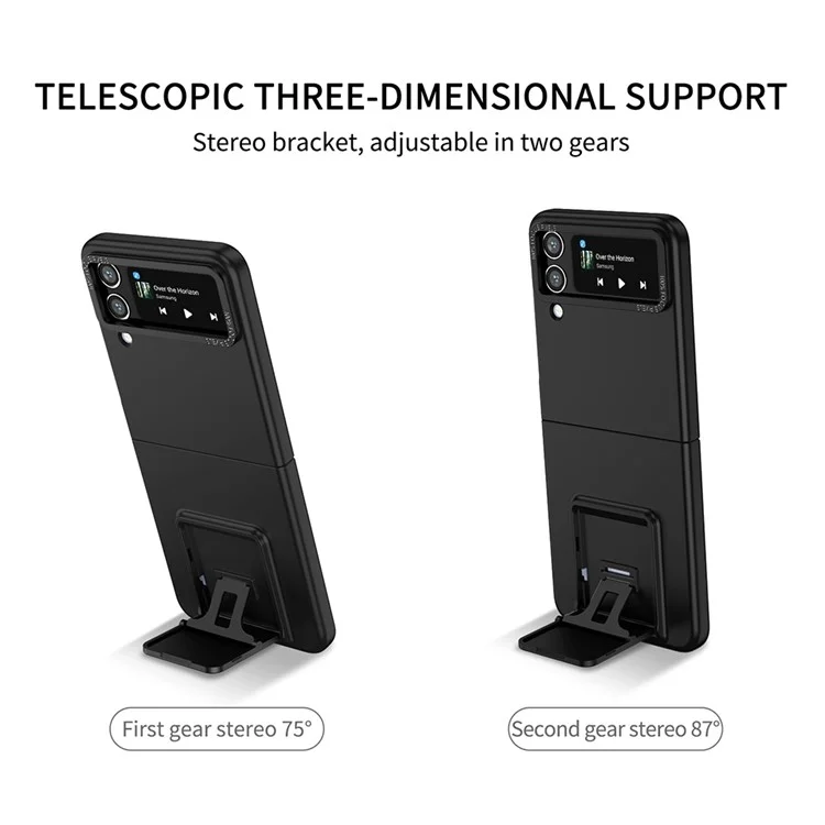 Flip Phone Case for Samsung Galaxy Z Flip4 5G Shockproof Case Hard PC Phone Cover with Kickstand - Black