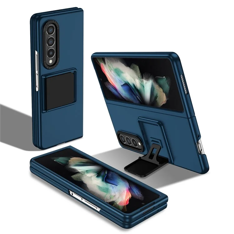 Protective Case for Samsung Galaxy Z Fold3 5G Hard PC Case Anti-Scratch Phone Cover with Kickstand - Blue