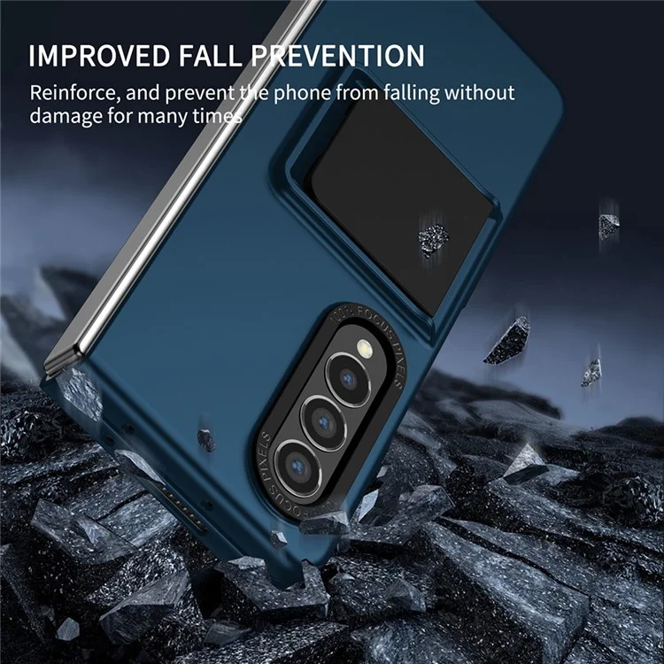 Protective Case for Samsung Galaxy Z Fold3 5G Hard PC Case Anti-Scratch Phone Cover with Kickstand - Blue