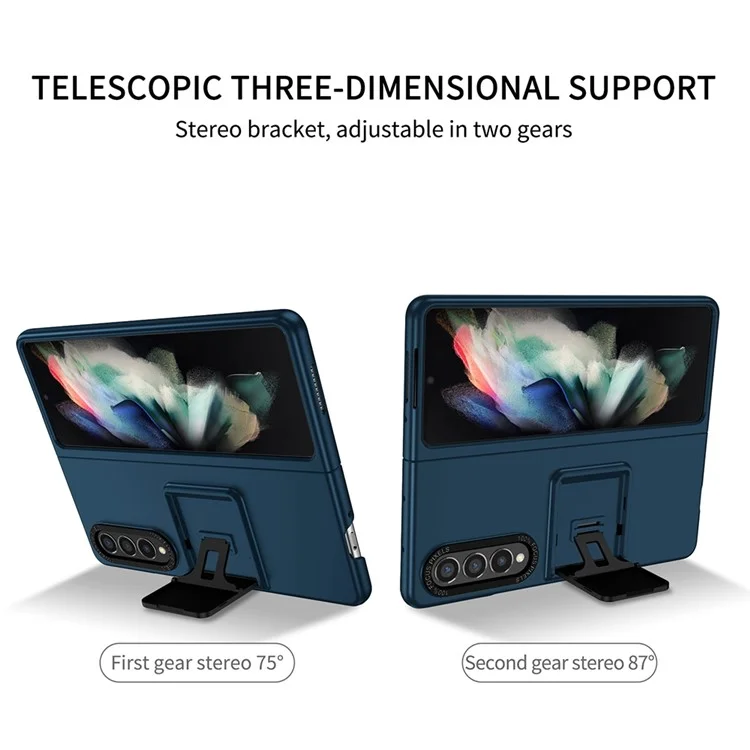 Protective Case for Samsung Galaxy Z Fold3 5G Hard PC Case Anti-Scratch Phone Cover with Kickstand - Blue
