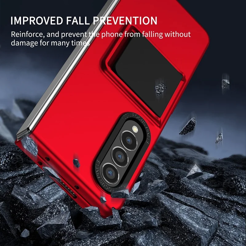 Protective Case for Samsung Galaxy Z Fold3 5G Hard PC Case Anti-Scratch Phone Cover with Kickstand - Red