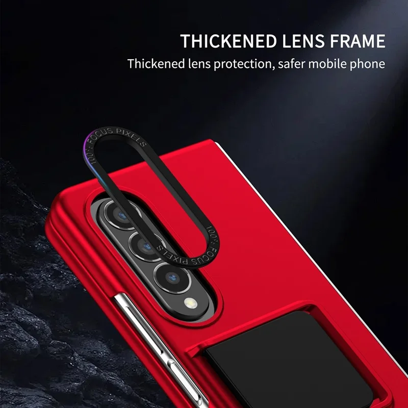 Protective Case for Samsung Galaxy Z Fold3 5G Hard PC Case Anti-Scratch Phone Cover with Kickstand - Red
