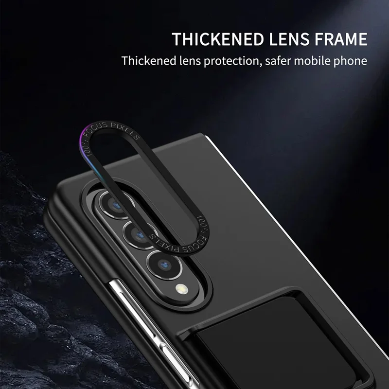 Protective Case for Samsung Galaxy Z Fold3 5G Hard PC Case Anti-Scratch Phone Cover with Kickstand - Black