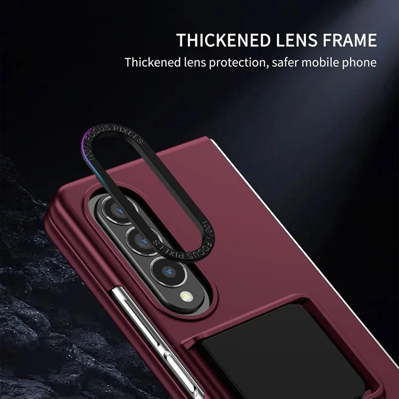 Beskyttelsesdæksel til Samsung Galaxy Z Fold3 5G, Hårdt PC-dæksel, Anti-kridt telefonbeskyttelse med støtteben - Vinrød