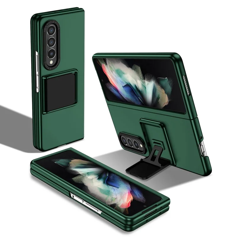 Защитный чехол для Samsung Galaxy Z Fold3 5G Жесткий чехол из ПК с противоударной защитой и подставкой - Зеленый