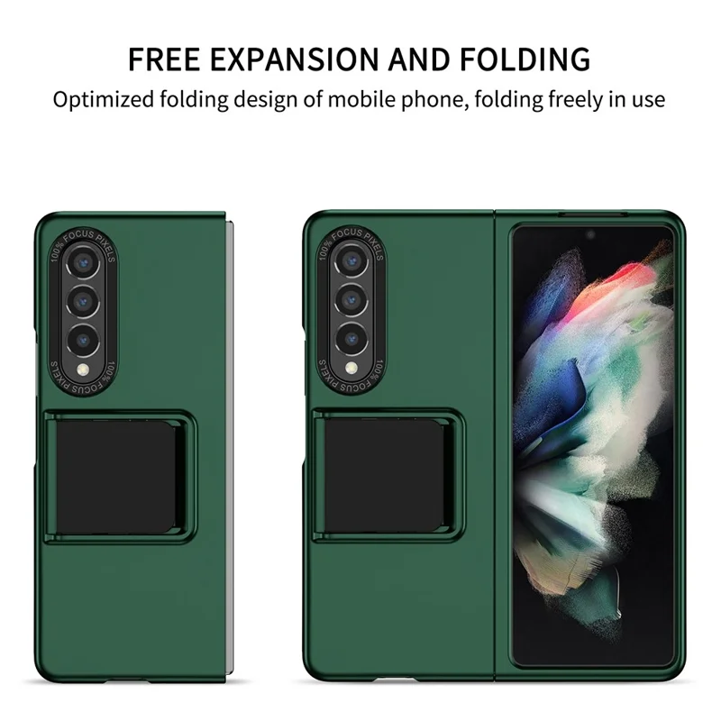 Защитный чехол для Samsung Galaxy Z Fold3 5G Жесткий чехол из ПК с противоударной защитой и подставкой - Зеленый