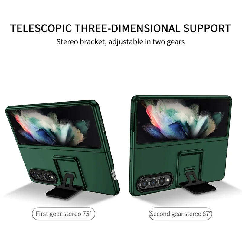 Защитный чехол для Samsung Galaxy Z Fold3 5G Жесткий чехол из ПК с противоударной защитой и подставкой - Зеленый