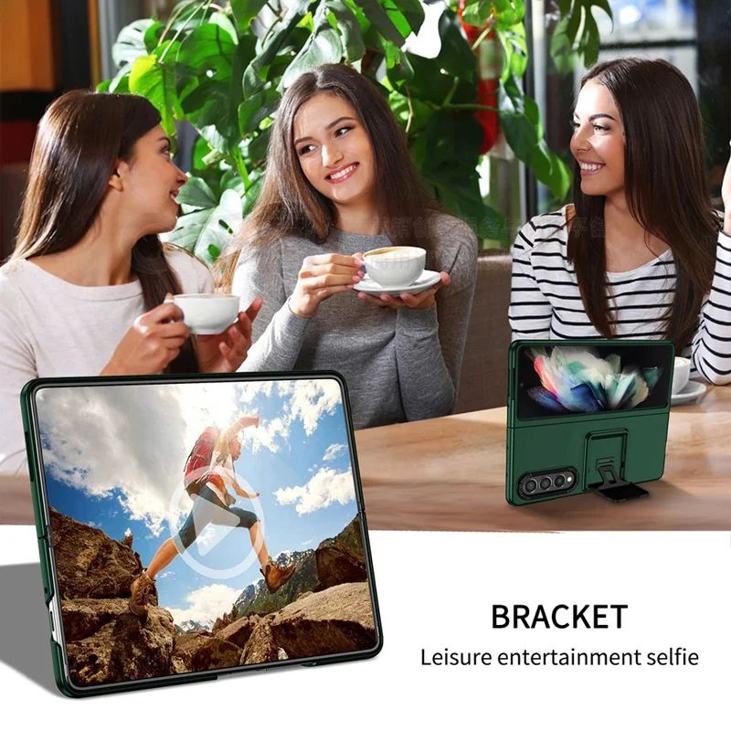 Защитный чехол для Samsung Galaxy Z Fold3 5G Жесткий чехол из ПК с противоударной защитой и подставкой - Зеленый