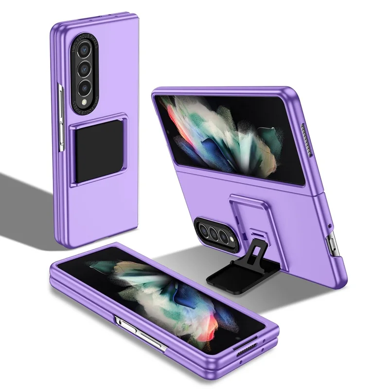 Protective Case for Samsung Galaxy Z Fold3 5G Hard PC Case Anti-Scratch Phone Cover with Kickstand - Purple