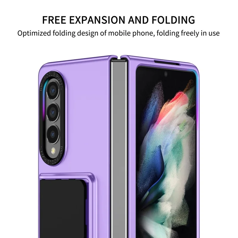 Protective Case for Samsung Galaxy Z Fold3 5G Hard PC Case Anti-Scratch Phone Cover with Kickstand - Purple
