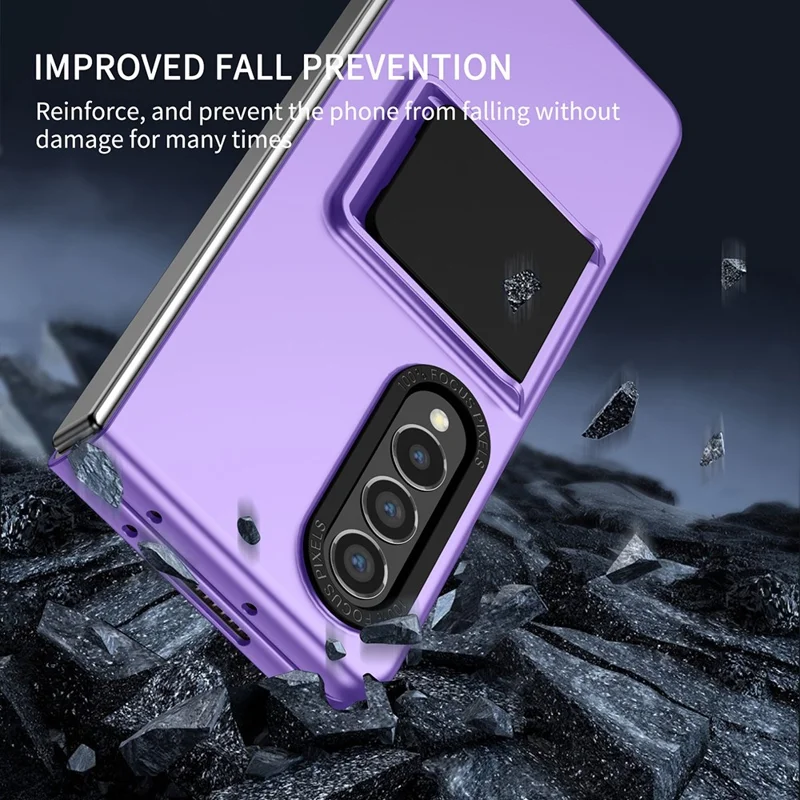 Protective Case for Samsung Galaxy Z Fold3 5G Hard PC Case Anti-Scratch Phone Cover with Kickstand - Purple
