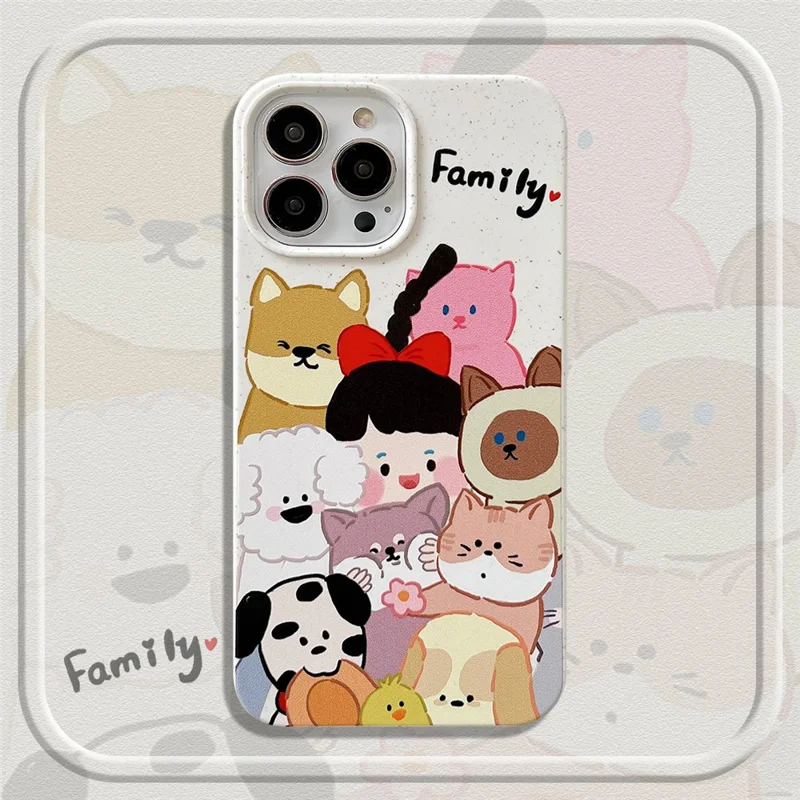 For iPhone 14 Pro Case Wheat Straw Degradable Phone Cover Pattern Printing Phone Shell - Family