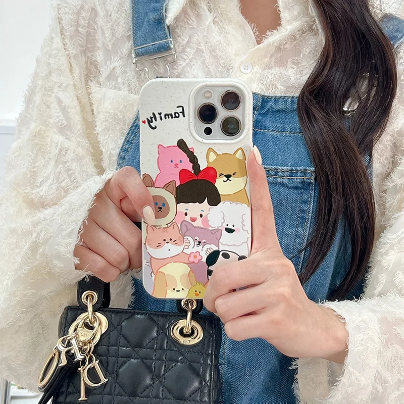 For iPhone 14 Pro Case Wheat Straw Degradable Phone Cover Pattern Printing Phone Shell - Family