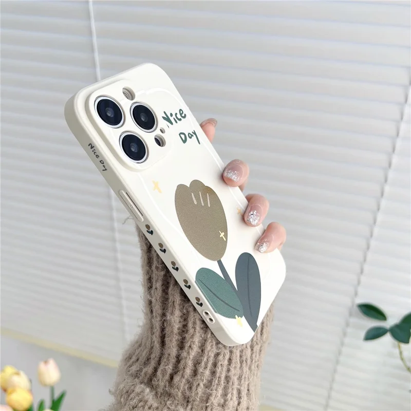 For iPhone 14 Pro Soft TPU Pattern Printed Phone Case Precise Cutout Protective Cover - Tulip
