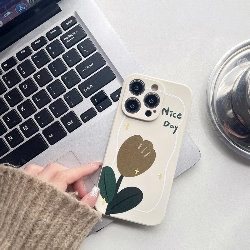 For iPhone 13 Pro Max 6.7 inch Precise Cutout Phone Case Stylish Pattern TPU Drop-proof Cover - Tulip