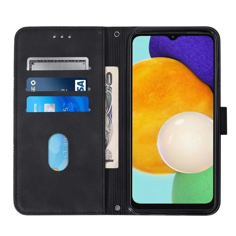 For Samsung Galaxy A34 5G Leather Case with Shoulder Strap Wallet Stand Phone Cover - Black