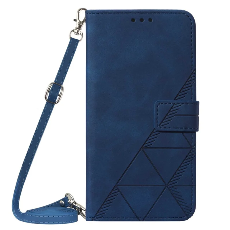 For Samsung Galaxy A54 5G Leather Case with Shoulder Strap Wallet Stand Phone Cover - Sapphire