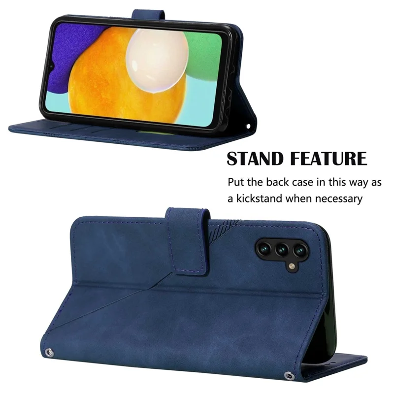 For Samsung Galaxy A54 5G Leather Case with Shoulder Strap Wallet Stand Phone Cover - Sapphire