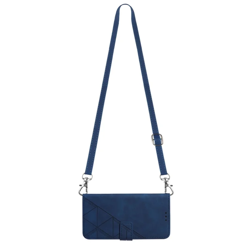 For Samsung Galaxy A54 5G Leather Case with Shoulder Strap Wallet Stand Phone Cover - Sapphire