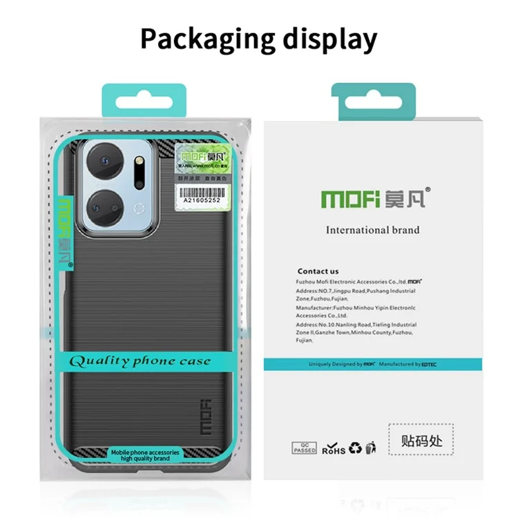 MOFI JK TPU Series-1 TPU-Hülle für Honor X7a 5G / Play 40 Plus 5G Carbon Fiber Brushed Phone Shell - Schwarz