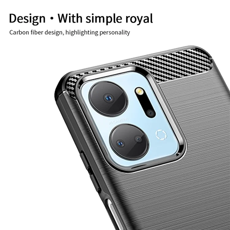 MOFI JK TPU Series-1 TPU-Hülle für Honor X7a 5G / Play 40 Plus 5G Carbon Fiber Brushed Phone Shell - Schwarz
