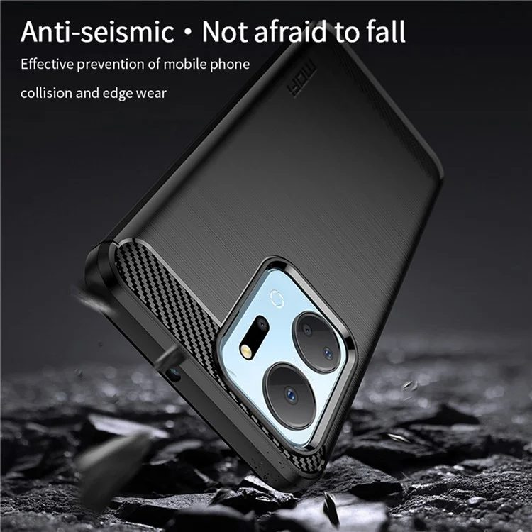 MOFI JK TPU Series-1 TPU-Hülle für Honor X7a 5G / Play 40 Plus 5G Carbon Fiber Brushed Phone Shell - Schwarz