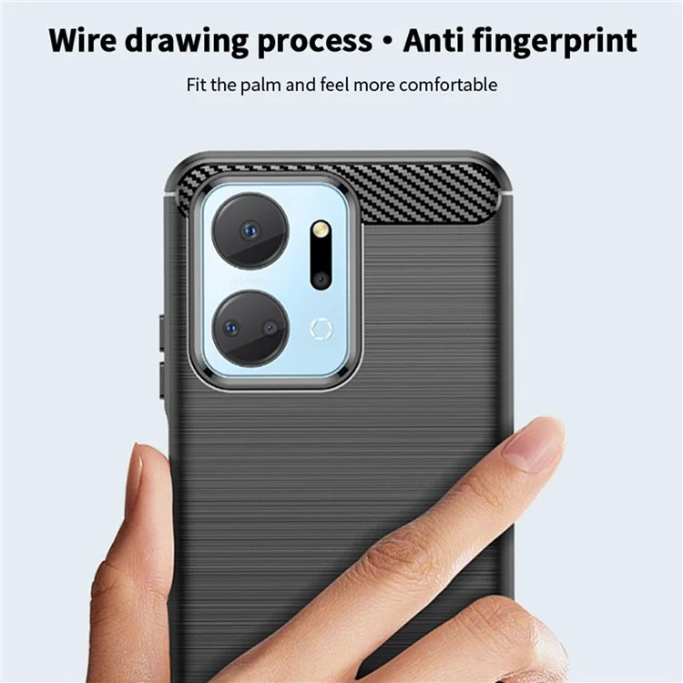 MOFI JK TPU Series-1 TPU-Hülle für Honor X7a 5G / Play 40 Plus 5G Carbon Fiber Brushed Phone Shell - Schwarz