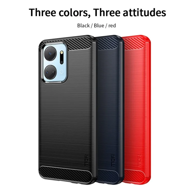 MOFI JK TPU Series-1 TPU-Hülle für Honor X7a 5G / Play 40 Plus 5G Carbon Fiber Brushed Phone Shell - Schwarz