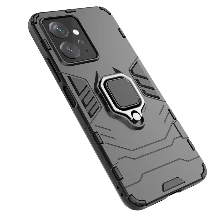 Para Xiaomi Redmi Note 12 4G TPU+PC Teléfono Topicapié Del Anillo Case de Teléfono de Kickstand - Negro