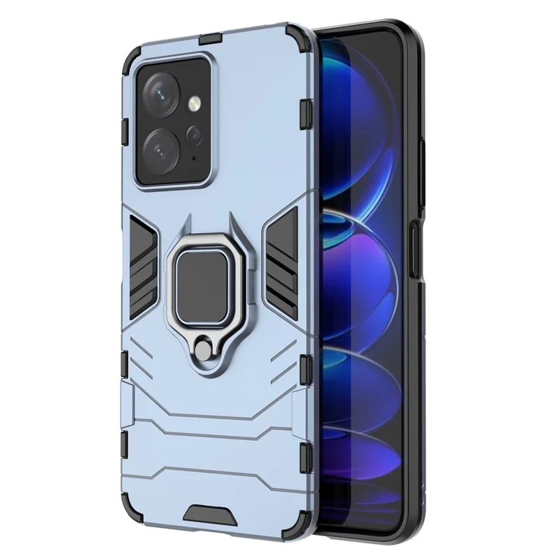 For Xiaomi Redmi Note 12 4G TPU+PC Phone Cover Ring Holder Kickstand Phone Case - Blue