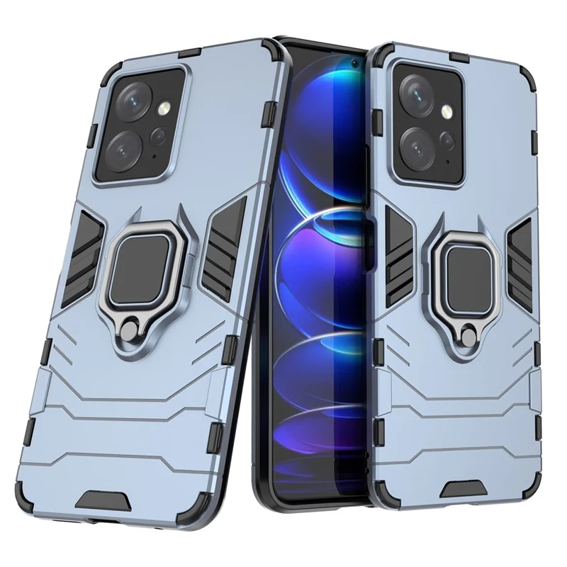 For Xiaomi Redmi Note 12 4G TPU+PC Phone Cover Ring Holder Kickstand Phone Case - Blue