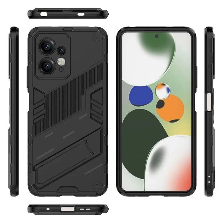 Per Xiaomi Redmi Note 12 4G Custodia per Telefono Anti-Graffio Supporto Pieghevole TPU+PC Protezione - Nero