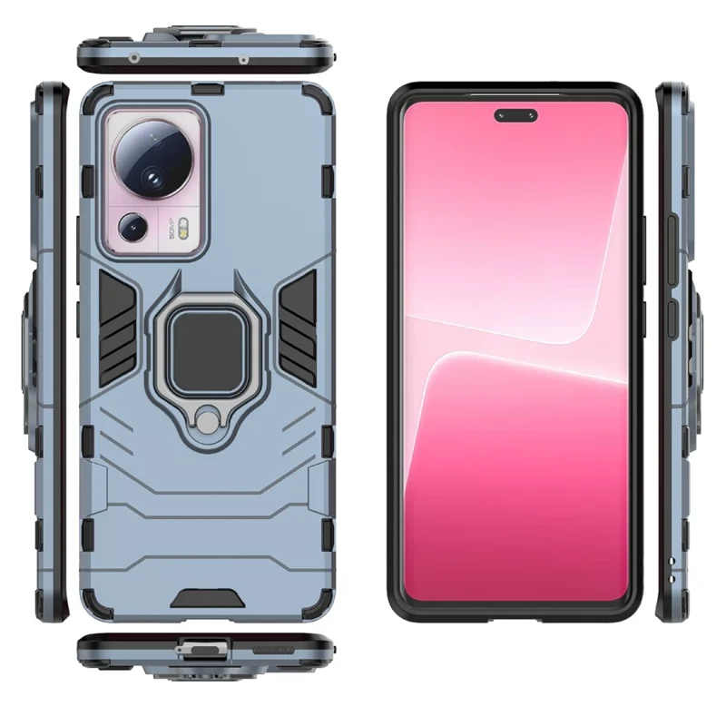For Xiaomi 13 Lite / Civi 2 5G Kickstand Phone Case Ring Holder Shockproof TPU+PC Phone Cover - Blue