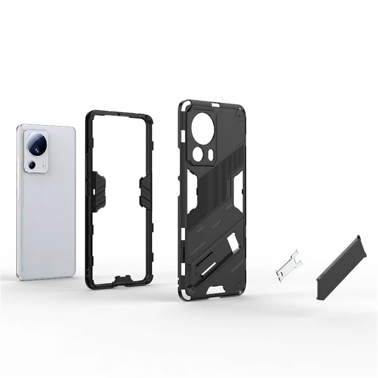 Per Xiaomi 13 Lite / Civi 2 5G Kickstand TPU+PC Mobile Phone Cover Anti-Fingerprint Cell Phone Case - Nero