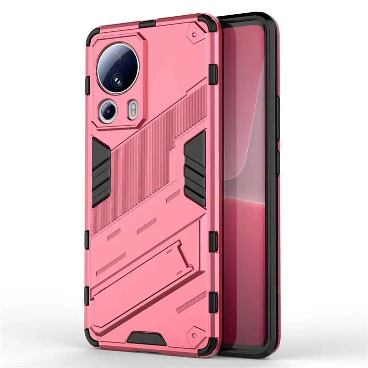 For Xiaomi 13 Lite / Civi 2 5G Kickstand TPU+PC Mobile Phone Cover Anti-Fingerprint Cell Phone Case - Rose