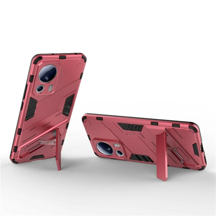 For Xiaomi 13 Lite / Civi 2 5G Kickstand TPU+PC Mobile Phone Cover Anti-Fingerprint Cell Phone Case - Rose