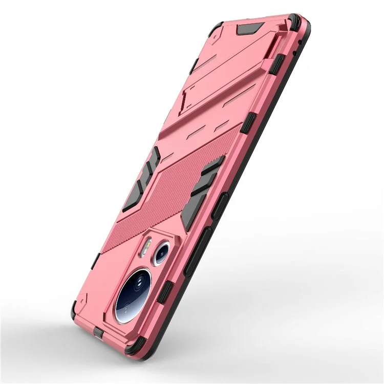 For Xiaomi 13 Lite / Civi 2 5G Kickstand TPU+PC Mobile Phone Cover Anti-Fingerprint Cell Phone Case - Rose