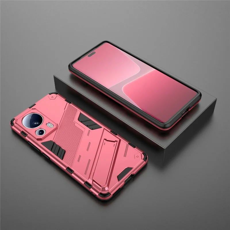 For Xiaomi 13 Lite / Civi 2 5G Kickstand TPU+PC Mobile Phone Cover Anti-Fingerprint Cell Phone Case - Rose