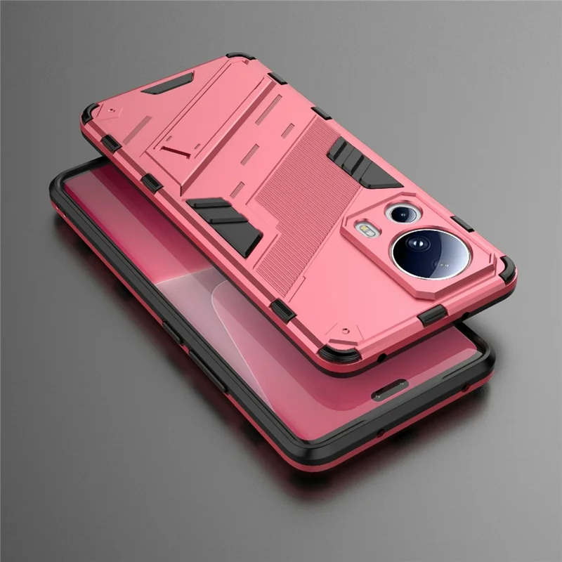 For Xiaomi 13 Lite / Civi 2 5G Kickstand TPU+PC Mobile Phone Cover Anti-Fingerprint Cell Phone Case - Rose