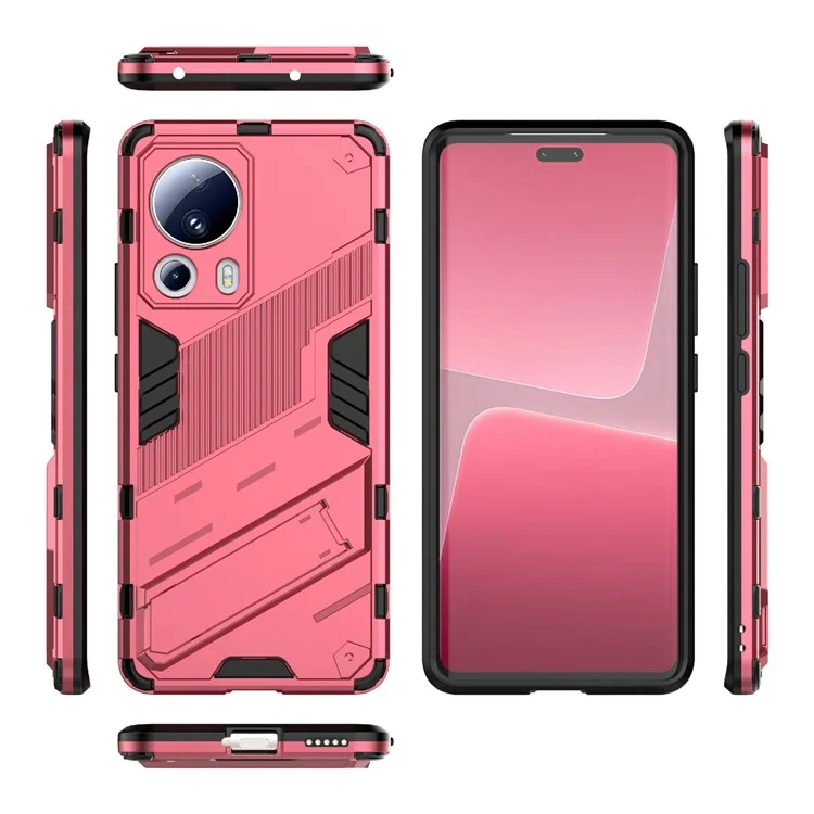 For Xiaomi 13 Lite / Civi 2 5G Kickstand TPU+PC Mobile Phone Cover Anti-Fingerprint Cell Phone Case - Rose