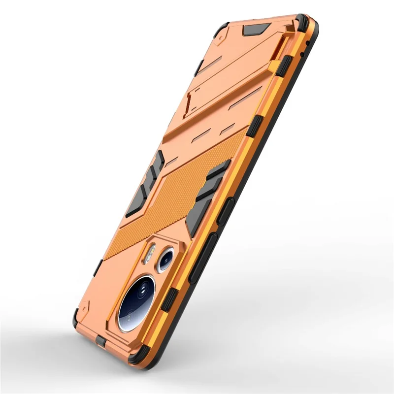 Per Xiaomi 13 Lite / Civi 2 5G Kickstand TPU+PC Mobile Phone Cover Anti-Fingerprint Cell Phone Case - Orange