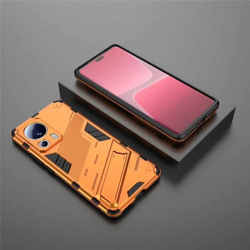 Per Xiaomi 13 Lite / Civi 2 5G Kickstand TPU+PC Mobile Phone Cover Anti-Fingerprint Cell Phone Case - Orange