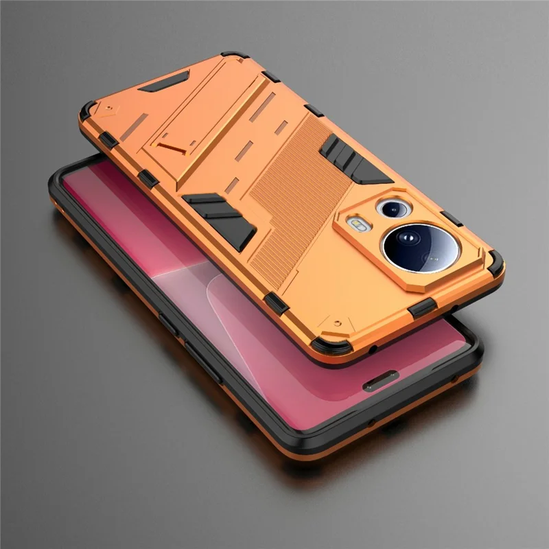 Per Xiaomi 13 Lite / Civi 2 5G Kickstand TPU+PC Mobile Phone Cover Anti-Fingerprint Cell Phone Case - Orange